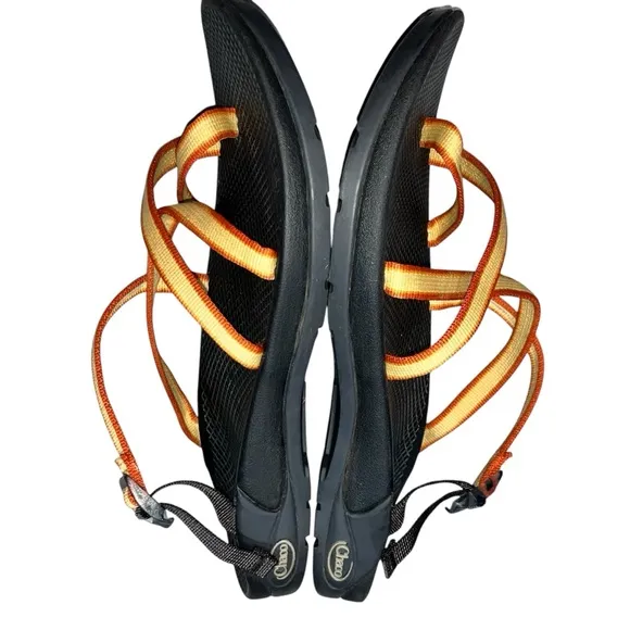 Chaco Orange &amp; Gold Zong Ecotread Slip On Strappy Sandals Slides Shoes size 11