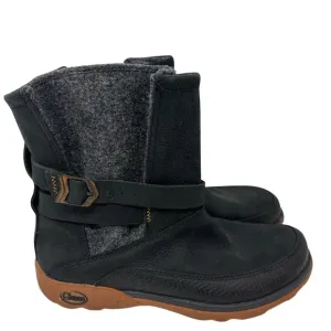 Chaco Women's 7 Hopi Black Leather Wool Pull On Waterproof Winter Boots