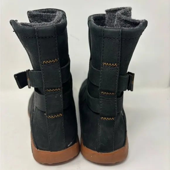 Chaco Women's 7 Hopi Black Leather Wool Pull On Waterproof Winter Boots