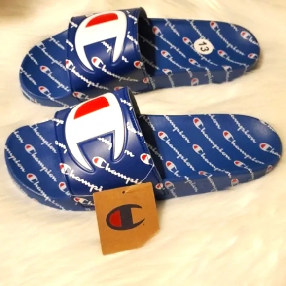 Champion IPO Repeat Slides Blue Flip Flops Sandals