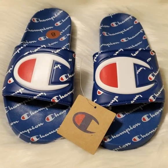 Champion IPO Repeat Slides Blue Sandals Flip Flops