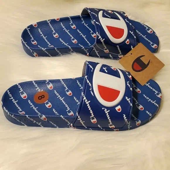 Champion IPO Repeat Slides Blue Sandals Flip Flops