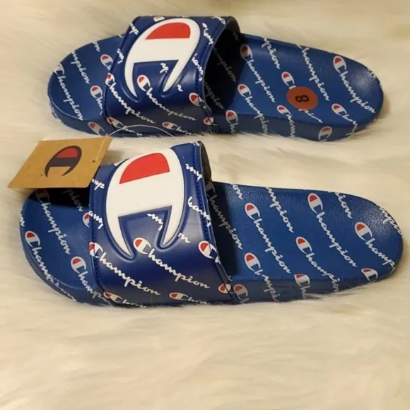 Champion IPO Repeat Slides Blue Sandals Flip Flops