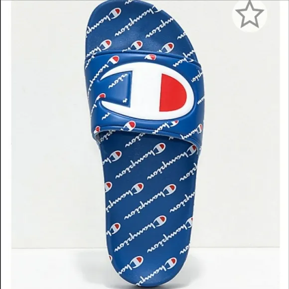 Champion IPO Repeat Slides Blue White Sandals Flip Flops