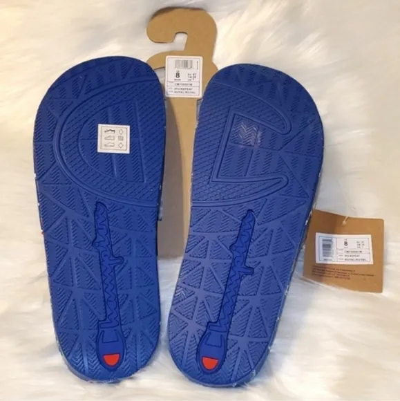 Champion IPO Repeat Slides Blue White Sandals Flip Flops