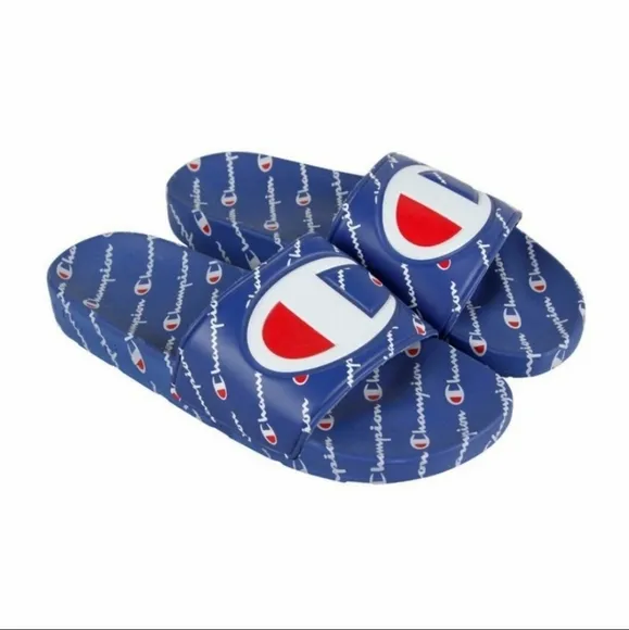 Champion IPO Repeat Slides Sandals Blue White Red