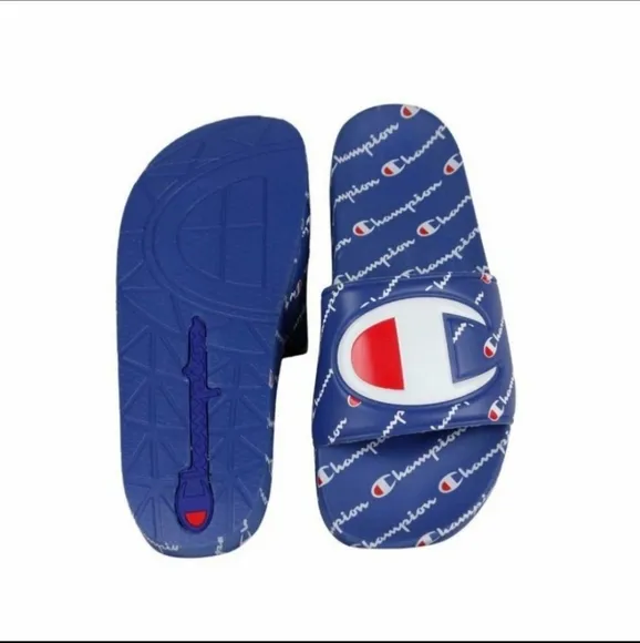 Champion IPO Repeat Slides Sandals Blue White Red