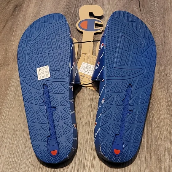Champion IPO Repeat Slides Sandals Blue White Red