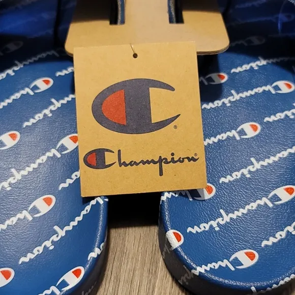 Champion IPO Repeat Slides Sandals Blue White Red