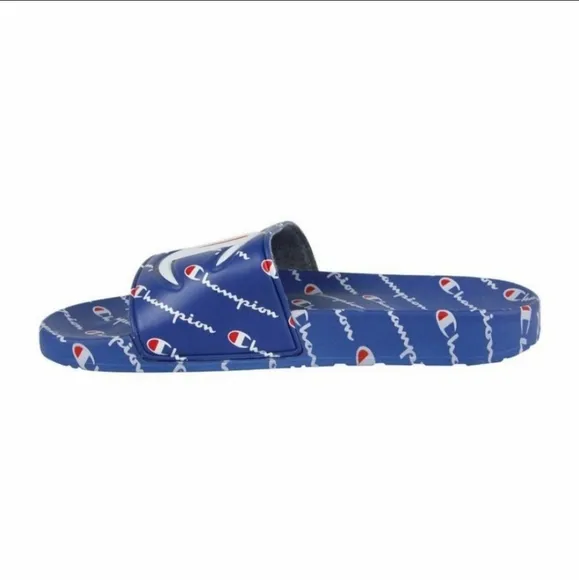 Champion IPO Repeat Slides Sandals Blue White Red