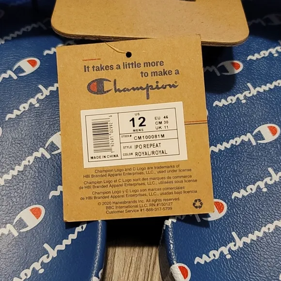 Champion IPO Repeat Slides Sandals Blue White Red
