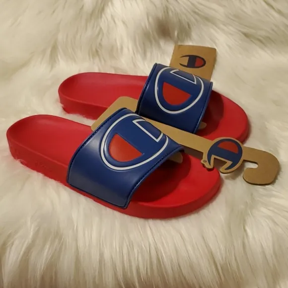 Champion IPO Royal Red Slides Flip Flops Sandals