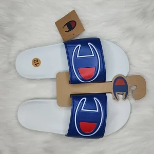 Champion IPO Royal White Slides Sandals Flip Flops