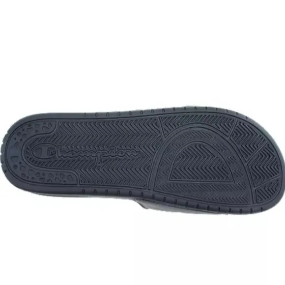 Champion Super Slide Split Script Logo Black Red Flip Flops