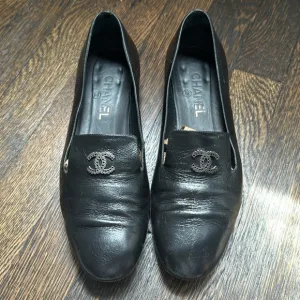 Chanel Black Leather Women's Loafers 38.5