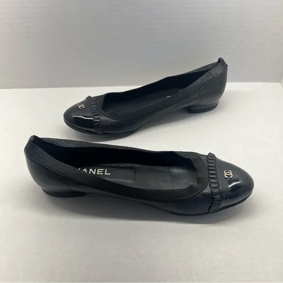 CHANEL Black Quilted Ballet Flats, added rubber sole