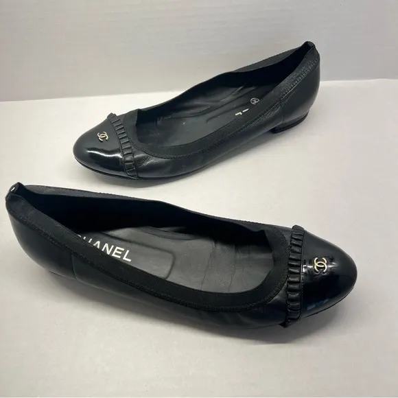CHANEL Black Quilted Ballet Flats, added rubber sole