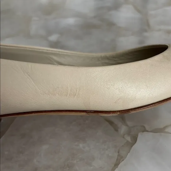 Chanel Cream Flats with Gold Pointed Toe Cap