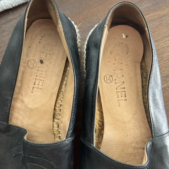 Chanel Espadrilles 37 Black Leather