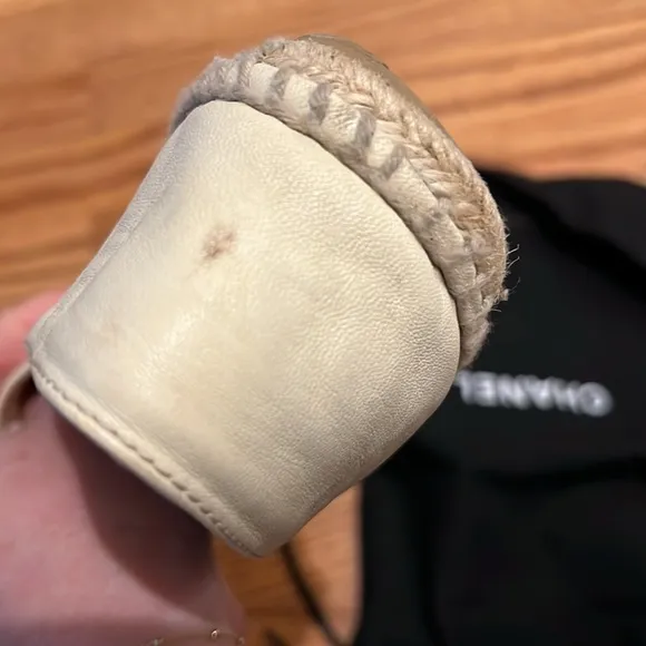 CHANEL Espadrilles Cream Black Iconic Design