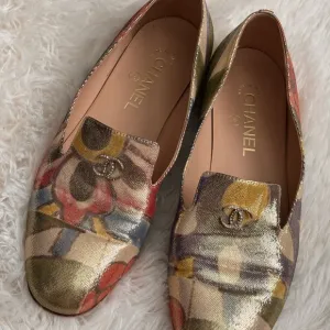 Chanel Red and Pink Floral Flats