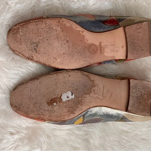 Chanel Red and Pink Floral Flats