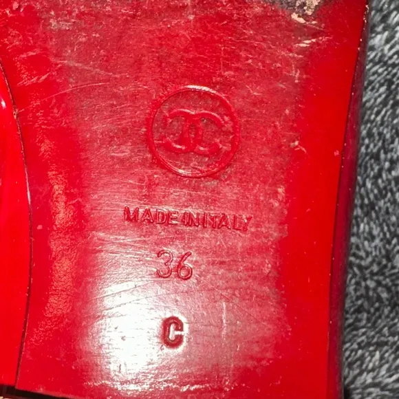 Chanel Red Leather Ballet Flats