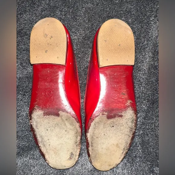 Chanel Red Leather Ballet Flats