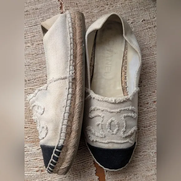 Chanel • White and Black Espadrilles