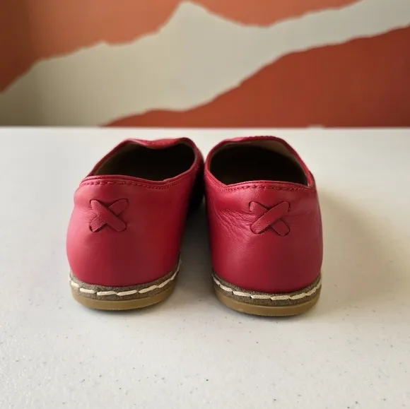 Charix Red Ship On Flats Leather Womens 7 Comfy Balletcore