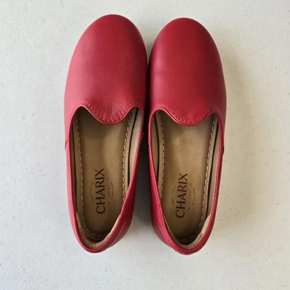Charix Red Ship On Flats Leather Womens 7 Comfy Balletcore