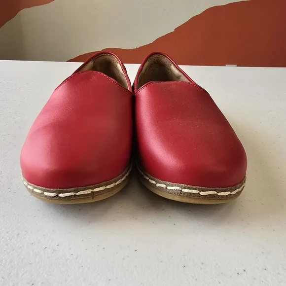 Charix Red Ship On Flats Leather Womens 7 Comfy Balletcore