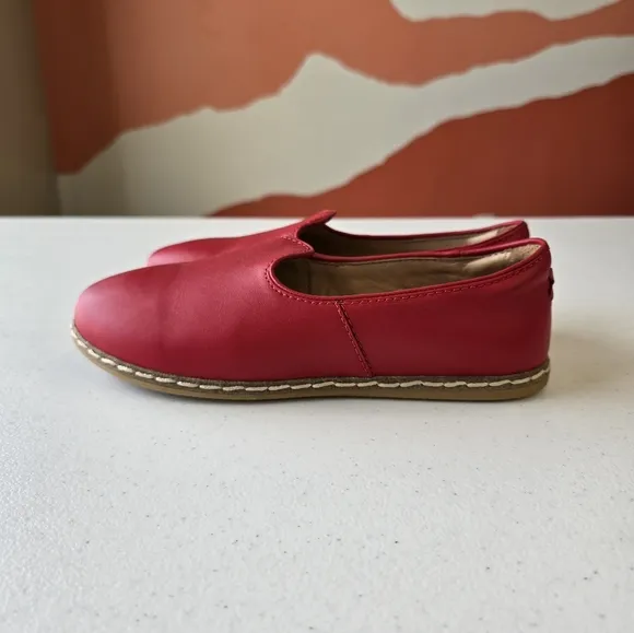 Charix Red Ship On Flats Leather Womens 7 Comfy Balletcore