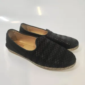 Charix Wild Black Leather Slip On Comfort Loafer Flats Size 38 or 8