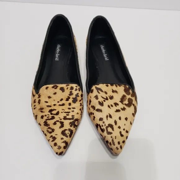 Charles David Cheetah Print CLf Leather Loafers