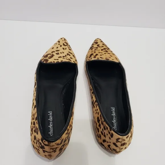Charles David Cheetah Print CLf Leather Loafers