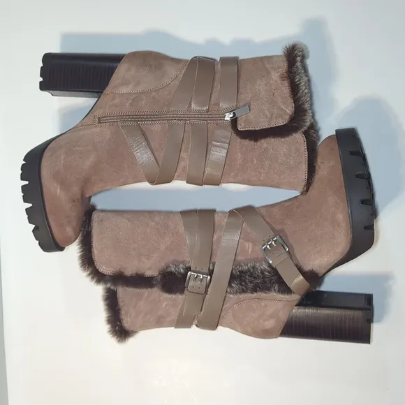 Charles David Gideon Suede Leather Heeled Boots Size 10