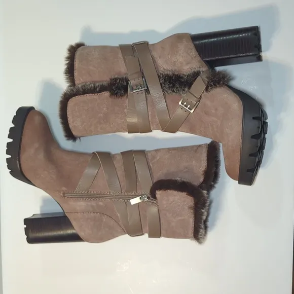 Charles David Gideon Suede Leather Heeled Boots Size 10