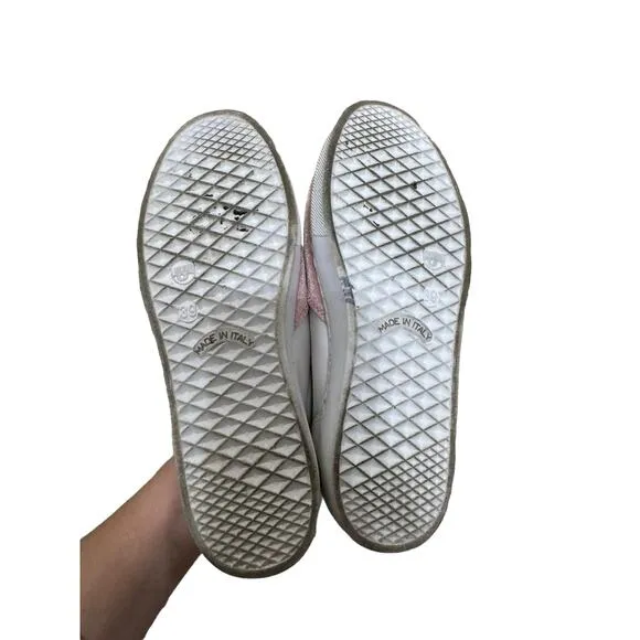 Chiara Ferragni &quot;baby pink&quot; embroidered velvet pink slip on sneakers size 39