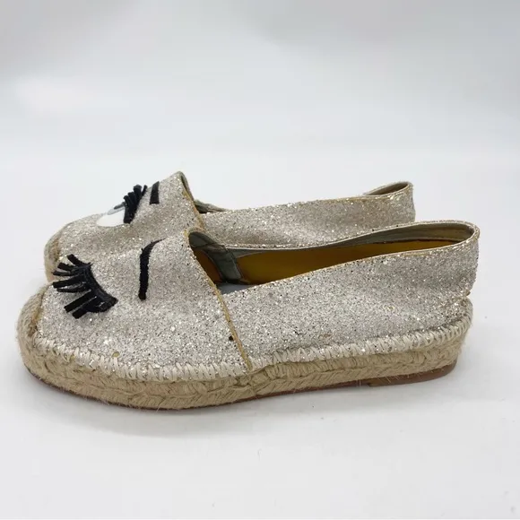 Chiara Ferragni Womens Flirting Glittered Espadrille Size 38 Slip-On Shoe