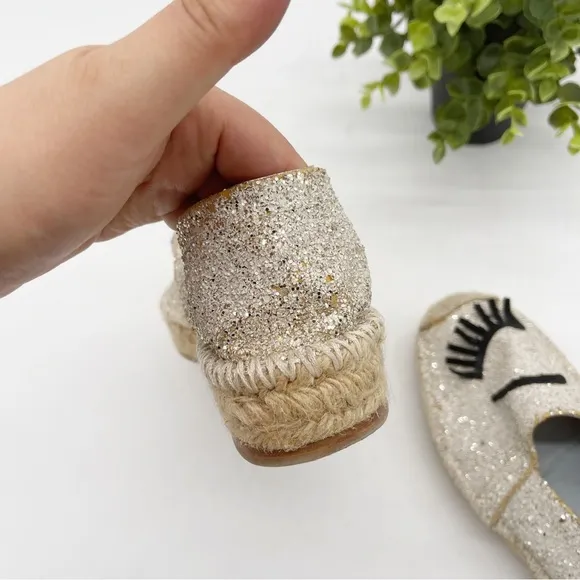 Chiara Ferragni Womens Flirting Glittered Espadrille Size 38 Slip-On Shoe