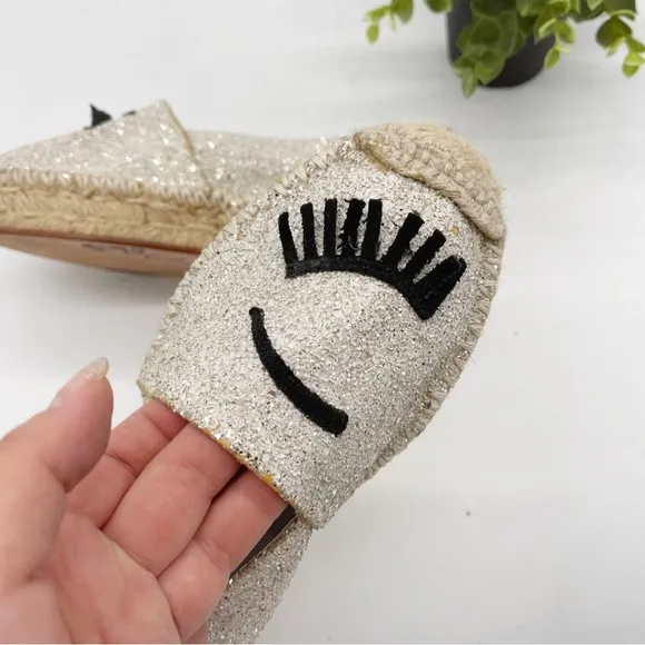 Chiara Ferragni Womens Flirting Glittered Espadrille Size 38 Slip-On Shoe
