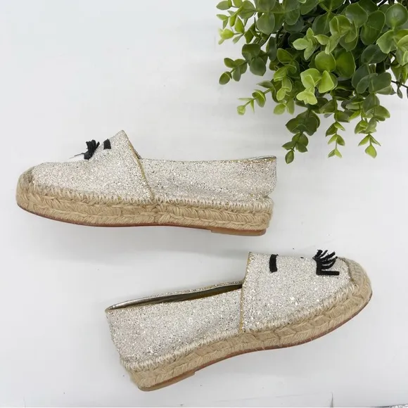 Chiara Ferragni Womens Flirting Glittered Espadrille Size 38 Slip-On Shoe