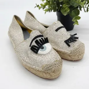 Chiara Ferragni Womens Flirting Glittered Espadrille Size 38 Slip-On Shoe