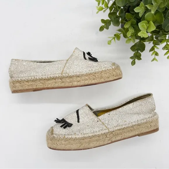 Chiara Ferragni Womens Flirting Glittered Espadrille Size 38 Slip-On Shoe