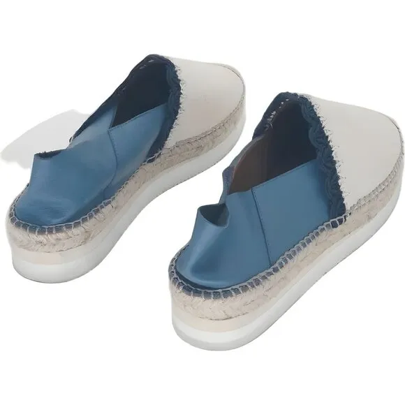 Chic Women's Blue Espadrille Slip-On Shoes Size 38 EU 8 US