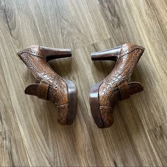 Chie Maha Zosh Croc Platform Heeled Stacked Loafers
