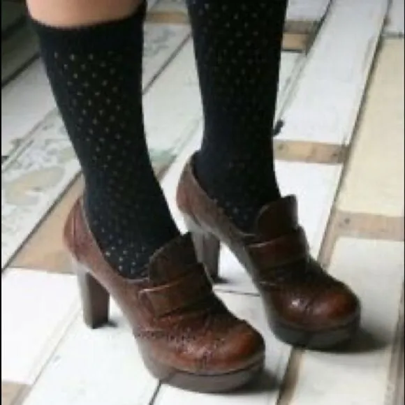 Chie Maha Zosh Croc Platform Heeled Stacked Loafers