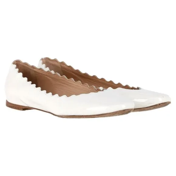 Chloé Lauren Ballet Flats in White Patent Leather