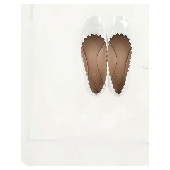 Chloé Lauren Ballet Flats in White Patent Leather